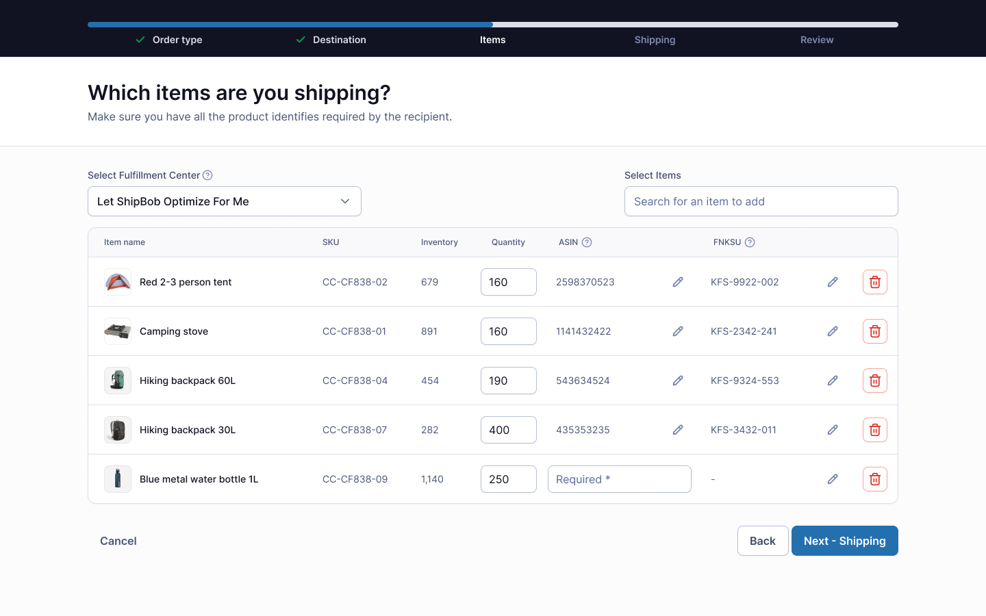 New B2B order creation flow